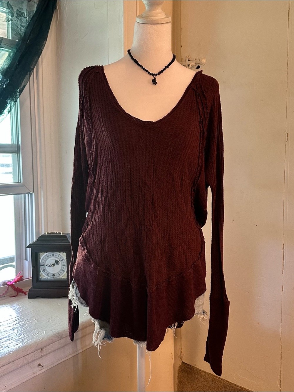 We The Free Deep Plum Knit Long Sleeve Top XS
